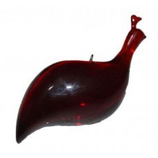 Χριστουγεννιάτικο Κρεμαστό Γυάλινο Πουλάκι, Κόκκινο (9cm)